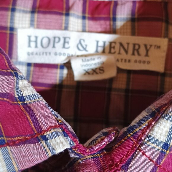 Hope & Henry / Long Sleeve Shirt / Kids Boys / Size XXS / Red Plaid / Button Dow - Picture 2 of 6